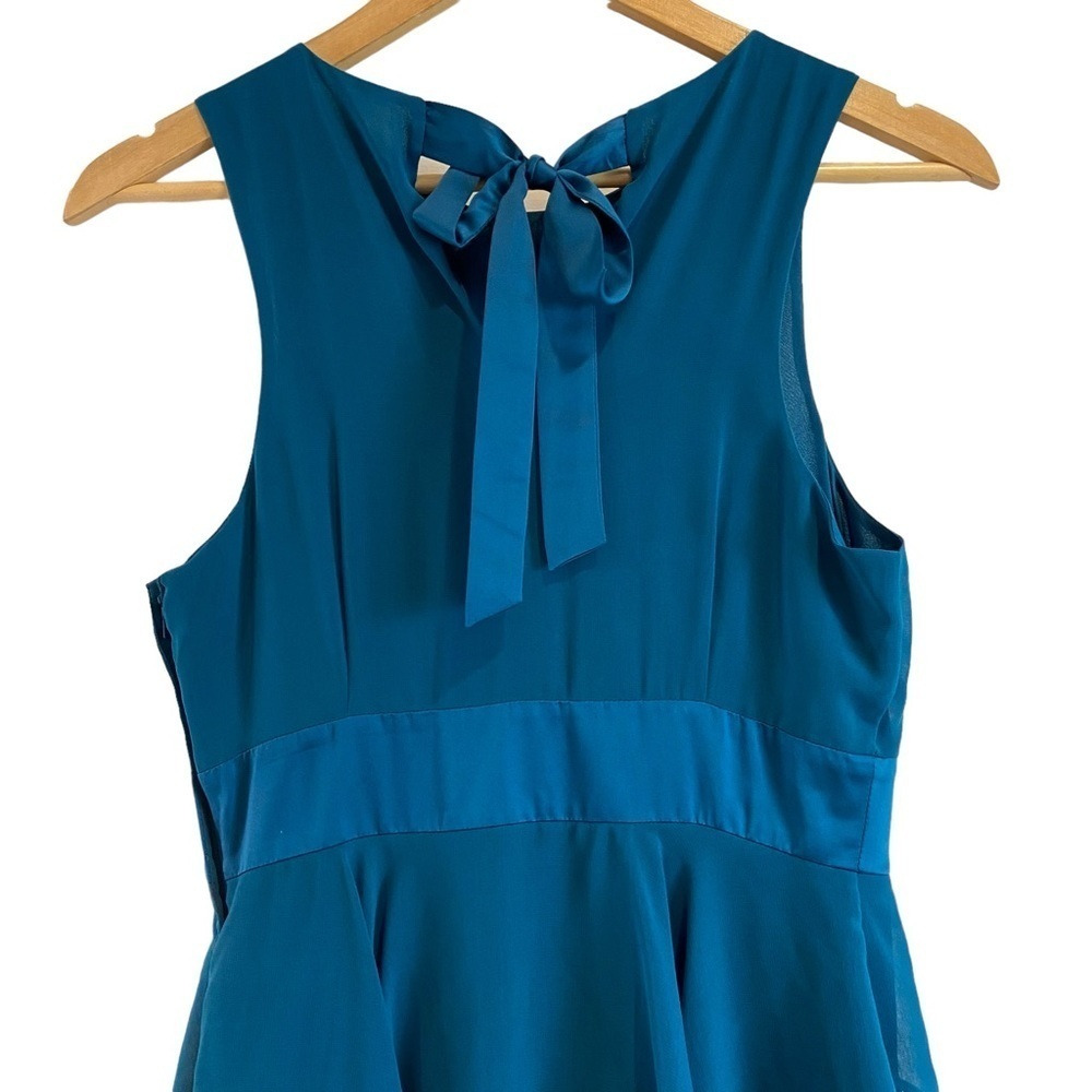 RW&CO. Empire chiffon dress woven turquoise cerulean blue sleeveless size 2 - Picture 6 of 16